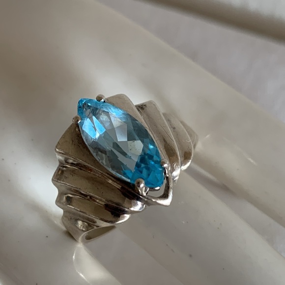 C J C Sterling Silver and Blue Topaz Ring - size 10 - Picture 2 of 7